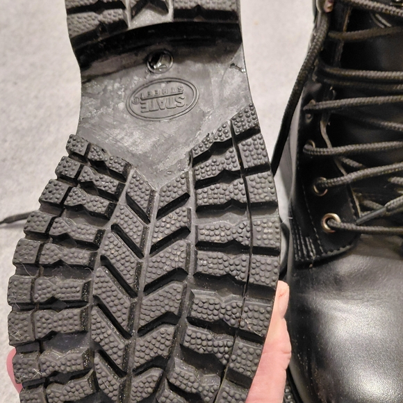 Vintage STATE STREET Black FAUX Leather Men's Work Boots. - Picture 4 of 6